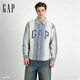 Gap Gap men's and women's 2026 spring new pure cotton logo embroidered striped loose lapel long-sleeved shirt 854176 blue and white stripes S (165/88A) Asian size