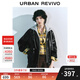 UR2025 Autumn New Women's Fashion Retro Modern Contrast Color Hooded Leather Jacket UYL150030+ Black M