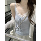 Sweet and Spicy Lace Spliced Camisole Women's 2025 Spring and Summer Slim Fit Age-Reducing Inner Top Wear Outerwear Blue S