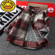 G.duck autumn and winter boys' cotton shirt plus velvet all-in-one winter cotton thickened warm shirt brushed plaid orange plaid plus cotton size 110 recommended height cm