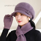 Tuzun Mom Hat Women's Winter Woolen Hat Scarf Set Cold-proof and Warm Rabbit Fur Knitted Middle-aged and Elderly Grandma Plus Velvet 72021 Khaki Only Hat One Size