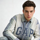 Gap Gap men's and women's 2026 spring new pure cotton logo embroidered striped loose lapel long-sleeved shirt 854176 blue and white stripes S (165/88A) Asian size