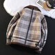 GENIUS international first-line brand plaid fur all-in-one jacket for men 2025 new winter warm plus velvet thickened jacket brown plaid M 90-115Jin Jin equals 0.5 kg