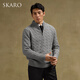 SKARO Australian pure wool old money style half turtleneck sweater for men autumn and winter retro long-sleeved sweater gray SKA932 L