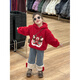 HAL.DUCK girls autumn and winter velvet sweatshirt 2026 new children's red hooded jacket boy baby fashionable jeans suit red sweatshirt sweatshirt velvet 130 cm