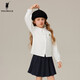 POLOWALK children's clothing girls long-sleeved shirt 2025 autumn new versatile casual middle and large children's lapel top white 120 120cm