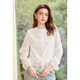 She pool lyocell lace shirt women's 2026 spring new light national style round neck long-sleeved shirt