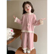 Wooden house girls spring and autumn fashionable sweatshirt set 2026 new baby autumn Korean style fashionable wide-leg pants two-piece set pink 140