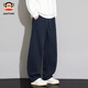 Big mouth monkey (paul frank) American retro casual machete pants for men 2025 winter new loose and comfortable trendy brand thickened long pants men's navy blue cold and warm plus velvet 3XL recommended 165-180Jin Jin equals 0.5 kg