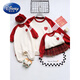 Disney (Disney) red New Year parent-child clothing for small month-old babies 2025 new autumn and winter family of three, four, mother and child, mother and daughter, whole family, love, spring and autumn style 100 Adult M size 100-120Jin Jin is equal to 0.5 kg
