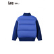 Lee Short Stand Collar Thick Down Jacket Men's Blue Spliced Children's Warm Jacket Minimalist Versatile Black 160 cm