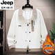 JEEP SPIRIT jacket men's spring and autumn Korean style trendy light mature style men's loose lapel jacket men's casual short top 8519 fleece jacket-beige 4XL (about 170~185Jin Jin equals 0.5kg can be worn)