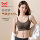 MiiOW latex fixed cup back bra, one-piece brushed warm vest style bra, non-magnetic, non-wireless, security inspection underwear, 1 piece of cocoa brown + 1 piece of cocoa brown M 34/75ABC