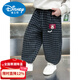 Disney boys' fleece pants autumn and winter 2026 new style children's plaid sweatpants little boys thickened casual leggings black 90 cm recommended height 81-90