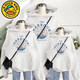 G.duck parent-child clothing explodes in the street 2025 new trendy family of three and four mother-daughter clothing Western-style spring and autumn sweatshirts family uniforms class uniforms HARBOUR white-black 180 Adult XL/180