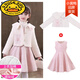 G.duck girls suit dress winter new style plus velvet children's fashionable trendy woolen suit dress children's clothing fashionable princess dress 21001 pink vest dress + jacket velvet thickened 160 cm