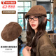 Zhunwu Bere Hat Women's 2025 New Retro Progressive Hat Autumn and Winter Big Head Circumference Showing Face Small Newsboy Cap Peaked Cap Men Brown One Size 55-59cm