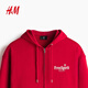 H&M men's and women's sweatshirts 2026 spring new couple casual sweatshirt cardigan zipper hoodie 1322498 red XL 180/116