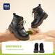 Heilan House HLA children's shoes children's cool Martin boots for boys and girls outdoor work boots X55HV037 black brown 34