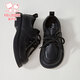 Fuluo Mi Boys' Leather Shoes Spring Fashion Versatile Soft Soled Shoes Children's Campus Performance Host Fashion Shoes Black 37