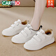 CARTELO crocodile genuine leather white shoes for women 2026 spring new versatile lightweight Velcro student sports sneakers for women white and black 36