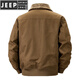 JEEP SPIRIT Jeep winter new men's velvet jacket workwear lapel large size cold-proof men's velvet lining to keep warm camel M