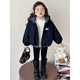 Disney Down Jacket Girls' Velvet Jacket Winter New Style Baby Warm Cotton Clothes Street Winter Clothes Children's Thickened Cotton Cotton Cotton Style Navy Blue Jacket Velvet Thickened 90 cm