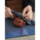 Fat Donglai's same tea towel, tea cloth, painted thickened tea towel cloth, absorbent tea table cloth, special tea towel, Kung Fu tea set with solid color soft tea towel (light blue)