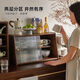 Jiayi solid wood light luxury sideboard kitchen storage rack wall cabinet household dining table bowl counter top storage high cabinet storage rack sliding door small size - walnut color imported solid wood shipped in one package