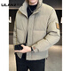 LILANZ 2025 new winter style handsome stand-up collar down jacket men's short thickened trendy warm bread jacket black-flagship L