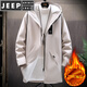 JEEP SPIRIT2025 new winter and autumn windbreaker men's velvet thickened mid-length jacket coat slim and handsome men's top 8029 beige XL