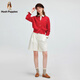 Hush Puppies Delicate and Warm Women's 2025 Autumn and Winter New Versatile Basic Wool Cable Cardigan Sweater Retro Red M