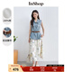 InShop shopping mall same style new denim vest jacket floral skirt commuting casual two-piece set light blue flower S
