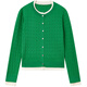FINITY 26 spring new products new knitted sweaters simple small fragrance fake two-piece round neck cardigan for women green S