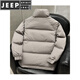 JEEP SPIRIT warm and light down jacket men's winter 2025 new handsome stand-up collar cold-proof clothing black gold hot winter jacket gray M