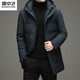 SNOWFLYING high-end brand down jacket men's mid-length new autumn and winter thickened warm hooded gray duck down winter jacket black