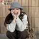 Woodpecker (TUCANO) Japanese rolled edge bowler hat for women in autumn and winter knitted all-match fashion large head circumference showing face small fisherman hat basin hat curled edge light gray M (56-58cm)