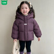Wooden house girls' down jacket winter 2026 new style children's style white duck down baby fashionable thickened winter warm jacket purple 150 cm