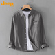JEEP long-sleeved shirt men's shirt spring and autumn casual tops jacket men's light gray XL