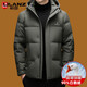 LILANZ goose down high-end down jacket men's thickened warm removable hood 2025 new winter men's jacket trendy black 4XL 195/108