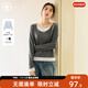 Dialogue AN Large Size Series Sea Salt Toffee Fake Two-Piece Long Sleeve T-shirt Winter Slightly Fat MM Lazy Inner Bottoming Shirt Dark Gray 2XL Recommended Weight 145-160