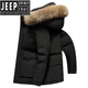JEEP SPIRIT2026 мужской утепленный пуховик, мужская теплая куртка со съемным воротником из меха енота, повседневная куртка черного цвета 2XL 185