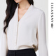 ELLASSAY (ELLASSAY) 2026 shopping mall same style new heavy mulberry silk elegant V-neck high-end commuter shirt for women EWW371C01100 beige M