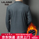 LILANZ brushed plus velvet shirt men's shirt 2026 winter new middle-aged business casual thickened warm shirt cardigan yellow grid M 48