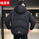 Hengyuanxiang Winter Lightweight Down Jacket Men's 2026 New Hooded Thickened White Duck Down Coldproof Clothes Black 3XL