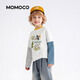 Mami Maka (MOMOCO) children's clothing boys' long-sleeved T-shirt 2026 spring style medium and large children's trendy fashion T-shirt white 90