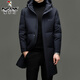 Woodpecker high-end men's down jacket mid-length hooded top large version winter new thickened warm casual jacket men's 2249 Shangqing 2XL 185