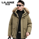 LILANZ 2025 new winter men's down jacket, large fur collar, warm and thickened parka duck down cold-proof winter jacket, black M 170