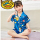 G.duck夏季短袖儿童睡衣冰丝薄款夏天男童真丝小女孩宝宝卡通家居服套装 673女童 170 10码建议身高105-115cm