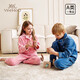 YEEHOO children's thickened pajamas corduroy boys winter warm medium-sized children and girls home clothes set pink 150